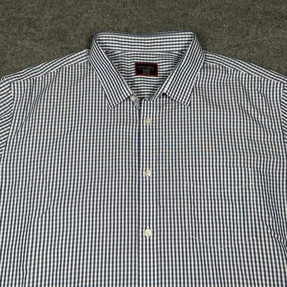 Untuckit Men Size 2XL Cappellano Shirt Short Sleeve Blue Gingham Check - Picture 2 of 8